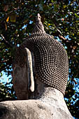 Ayutthaya, Thailand. Wat Mahathat, detail of a Buddha image of a small vihara near the eastern side of the eclosure. 
